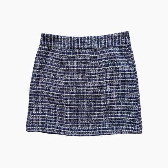 Loft Tweed Mini A-Line Skirt Sz 6P Blue White Academia Preppy Y2K Office Siren - Picture 3 of 7